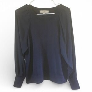 LOFT‎ Midnight Blue Sweater Medium With Sheer Sleeves